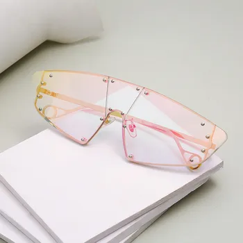 Noua Moda Ochi de Pisică ochelari de Soare Femei 2019 Brand de Lux Oglindă Bărbați Shades Ochelari de Metal Nit Tendință Unic de sex Feminin de Ochelari de UV400