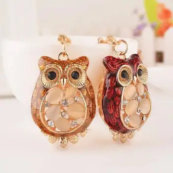 Noua moda stras owl breloc din aliaj de desene animate bufnita cristal masina cheie inel de sex feminin sac pandantiv accesorii bijuterii farmec