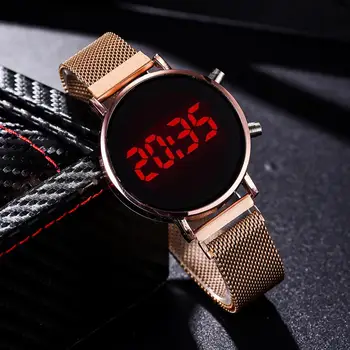 Nouă Femei de Moda Ceas Touch Ecran ceas cu LED-uri Magnetice Centura de Plasă de sex Feminin Ceas Electronic Ceas Digital Ceasuri de mana pentru Cadou
