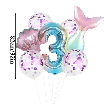Numărul de Balon Digital Balon pentru Copii de Ziua Decor Multicolor Coadă de Pește 1Set Frumusete Petrecere Baloane Decor