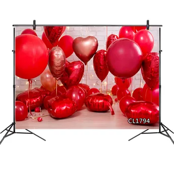 Nunta Ziua Îndrăgostiților Fundal Fotografie Inimă Roșie În Formă De Balon Alb Zid De Cărămidă Fundaluri Pentru Studio Foto Partid Decor