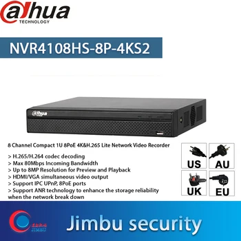 NVR Dahua 4K video recorder 8POE port NVR4108HS-8P-4KS2 Până la Rezoluție 8MP și 1 Port SATA III, Până la 6 TB capacitate fiecare HDD