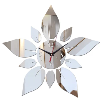 Oglinda Material Acrilic Singură Față Autocolante De Perete Stil Modern Perete De Cuarț Ceasuri De Perete Decor Acasă Ceasuri Argint