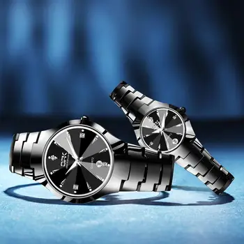 OPK Câteva Ceasuri pentru Iubitorii de Cuarț Ceas de mână de Moda, Oameni de Afaceri Ceas pentru Femei Ceasuri Stainles Steel Black Pereche ceas
