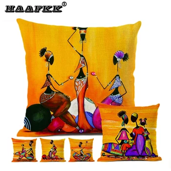 Orange Pictura Abstracta Africa Viața De Colectare Femeie Din Africa De Decor Acasă De Pernă Galerie Restaurant Exotic Pernele De Acoperire