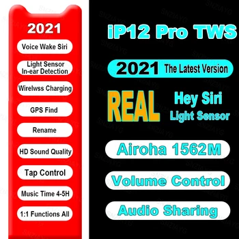 Original iP12 Pro TWS Căști fără Fir Senzor de Lumină Air2 Redenumi Cască Bluetooth Control de Volum Super Bass Pavilioane PK V3M