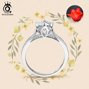 ORSA BIJUTERII Tulip Design 925 Sterling Silver Ring pentru a Propune Nunta Inel de Logodnă, Aniversare Cadou pentru Prietena SR245