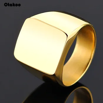 Otakoo 2020 Moda Stil Simplu Pătrat Negru Inel Inel Clasic Din Oțel Inoxidabil Nunta Logodna Bijuterii