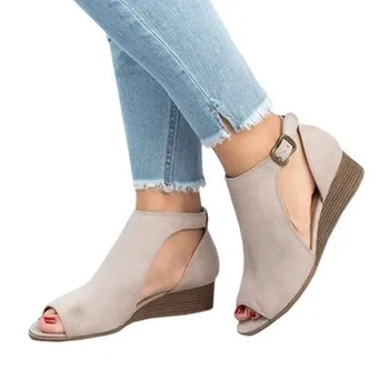 Pantofi de vara pentru Femeie Sandale pentru Femei din Piele Moale Casual Peep Toe Gladiator Pene Femei Sandale zapatos mujer Dimensiune 35-43