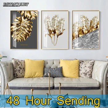 Panza Pictura arta abstractă Aur frunze Mari Poster personalizat de imprimare living arta de perete imagine Nordic Hoom Picturi Decorative