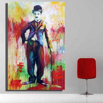 Panza Pictura Chaplin Portret Postere si Printuri de Arta de Perete Ulei de Imagine pentru Camera de zi Decor Acasă Nici un Cadru