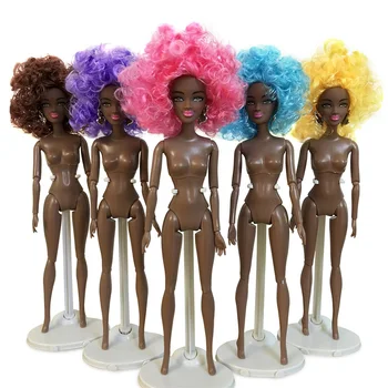 Papusa African Corp Accesorii Par Colorate American Doll Articulațiilor Schimba Capul Mișcă Piciorul Negru African Girl Cadou Pretinde Copil Jucărie