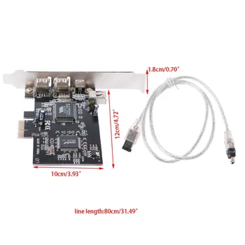 PCI-e 1X IEEE 1394A 4 Port(3+1) Firewire Adaptor de Card 6-4 Pin Cablu Pentru PC Desktop