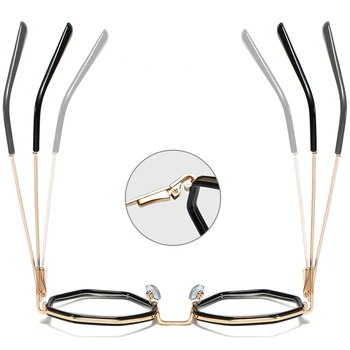 Peekaboo mare octogonal ochelari tr90 obiectiv clar neregulate aur negru rotund rama de ochelari femei jumătate metal, accesorii femei
