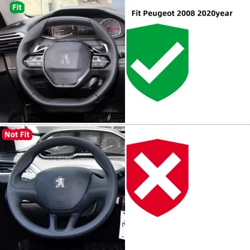 Pentru Peugeot 2008 2019 2020 e2008 2020 Volan Masina Capac din Fibra de Carbon + PU Piele Accesorii Auto interior Coche