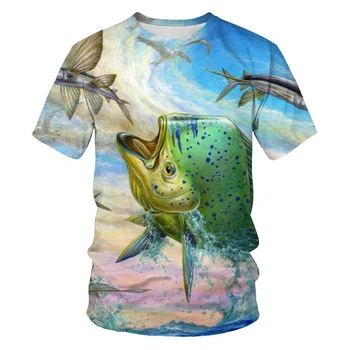 Pescuit tricou Casual cool animal bărbați femei amuzant tricou barbati hip-hop-ul T-shirt imprimat O-gat maneci scurte Topuri&Tee 6XL