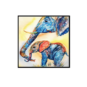 Pictura arta,Portret de Elefant Tatăl și Fiul,Camera de zi de Decorare Perete, Cadou Cadru,Imagine High-definition de Calitate.