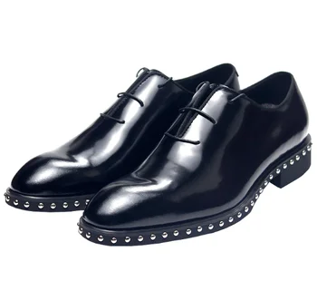 Piele de brevet Om lucrate Manual Pantofi Dantela-up Moda Noua de Afaceri Formal Pantofi Primavara Toamna Brogue Derby Pantofi Hombre Sapatos