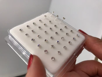 Piercing bijuterii S925 Moda 2,5 mm luminos de cristal clar de aur pin nas stud os nas 36buc/set