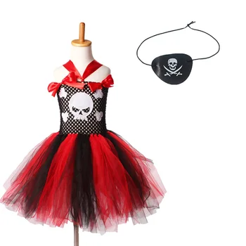 Pirat Inspirat Fete Rochie Tutu Pentru Copii De Halloween Temă De Concurs Purta Craniul Înfrumusețarea Copii Tul Fotografie Partid Costum