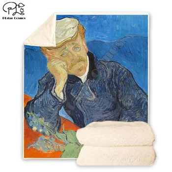 Plstar Cosmos Van Gogh Pictura in Ulei personaj amuzant Pătură de imprimare 3D Sherpa Pătură pe Pat, Textile de Casa de Vis stil-1
