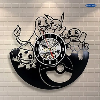 Pokemon Cadou Ceas de Perete disc de Vinil Art Decor Vintage reloj,ceas de perete saat ceas deșteptător reloj ceas de perete mare duvar saati
