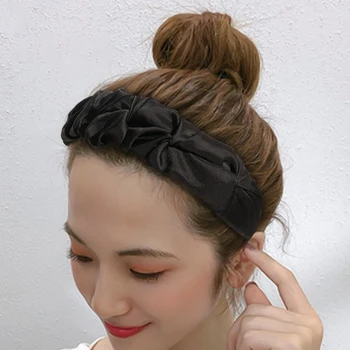 PROLE Nouă Femei de Moda Accesorii de Par Cruce Nod de Panglica Hairband Largă Laterale Culoare Solidă de Flori Cutat Turban en-Gros