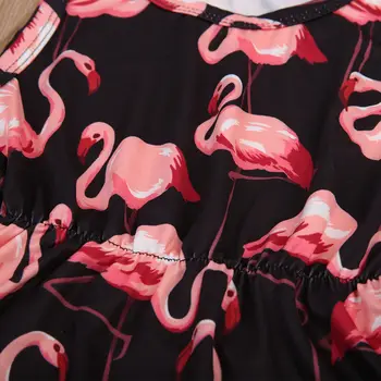Pudcoco Haine Fata Copil Copil Fata De Bumbac Hairband Romper Salopeta Tinutele Flamingo Sunsuit