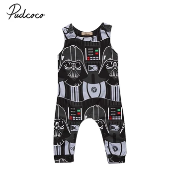 Pudcoco Moda Copii Copilul Nou-născut Băiat de Îmbrăcăminte fără Mâneci Darth Vader Cotton Romper Salopeta Costum de Haine 0-3Y
