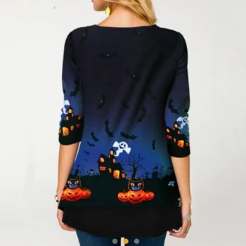 Pulovere Femei Bluza Bluza Boho Print Halloween Îmbinare Femei V-neck Top Vrac 2020 Casual de Toamna Plus Dimensiune 5XL Doamna Tricou