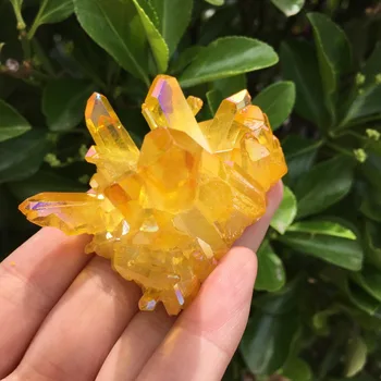 Rare frumoasă flacără galben aura cristal de cuarț cluster specimen