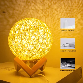 Rattan minge de lampa cu lumina de noapte LED lampa USB cu fir de lumină LED Acasă decorare Cadou Creativ Lumina Calda 3 culoare pot alege