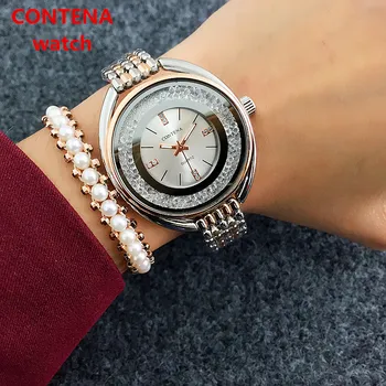 Reloj mujer Brand de Top CONTENA Ceas pentru Femei Ceasuri de Aur a Crescut Brățară Ceas de Lux Stras Doamnelor Ceas saat relogio feminino