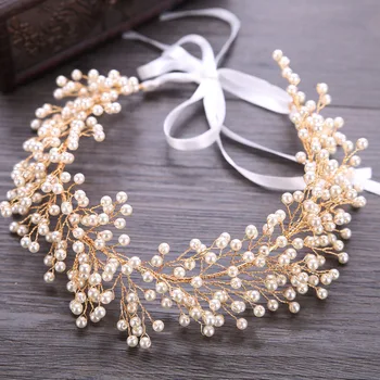 Romantic de Aur/Argint de Culoare Simulate Perla Mireasa Hairband Tiara de Nunta de Moda de Mireasa Frizură Banda Femei Ornament de Par SL
