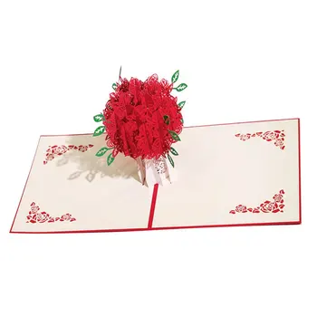 Rose Card 3D Valentine Pop-Up Salut Buchet de Flori Roșii Romantic Iubitorii de Ziua Îndrăgostiților Nunta