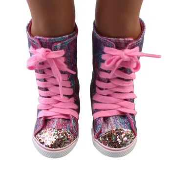 Roz Glitter18 Inch Fete Papusi Blană de Zăpadă Cizme Pantofi Pentru 43cm Baby Doll Accesoriu Fata de cel Mai frumos Cadou