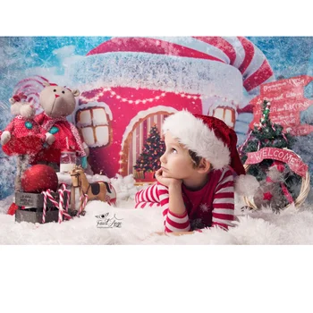 Roșu Fairy Casa de Crăciun Fotografie de Fundal Tort Sparge Fondul pentru Copii Ziua de Imagini de Fundal Studio Foto