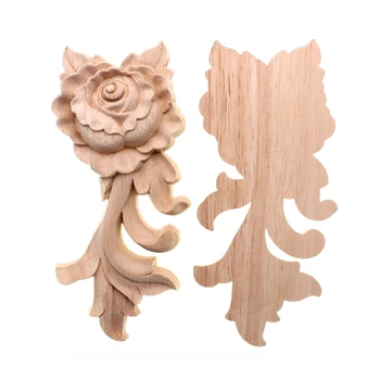 RUNBAZEF Florale Lemn Sculptat Decal Colț Aplici de Perete Cadru de Usi de Mobilier, Sculptură în lemn Decorative, Figurine din Lemn Meserii