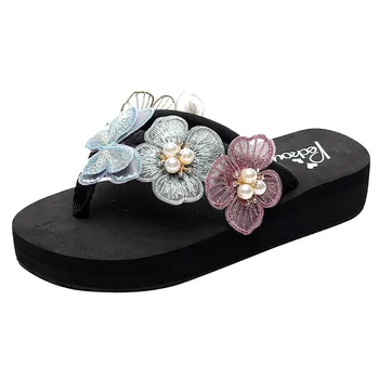 SAGACE pantofi femeie de Flori de vară perla pietre Plate Stil Boem șlapi de Plajă chaussure pantofi pentru femeie sandale 2020JAN13