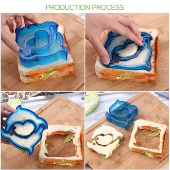 Sandwich Freze Set 8pcs din Oțel Inoxidabil de Legume Forme și 6pcs Plastic Pâine Freze și 2 buc Manere