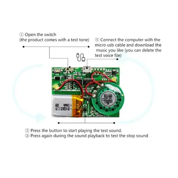 Senzor de lumină Sensibilă Cheie de Control MP3 Sunet de Redare în Circuitul Modulului de Felicitare cu Difuzor Baterie cu Litiu USB Download