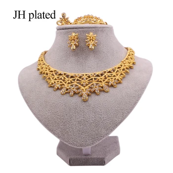 Seturi de bijuterii pentru femei de Lux colier cercei bratara inel de mireasa Indiene din Africa de nunta cadouri de soție set Dubai aur de 24K culoare
