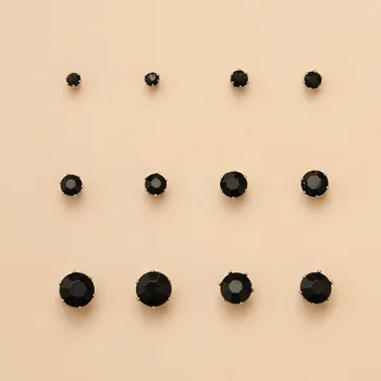 Simplu de Bijuterii Cu Boemia Întuneric Imitație Negru Cercei 6-bucata Set Pentru Masculin Feminin Petrecere Cercei