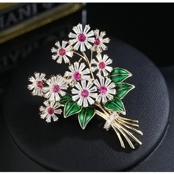 SINZRY Hotsale Cubic zircon micro pavate daisy floare broșă pin doamna epoxidice costum de bijuterii accesorii
