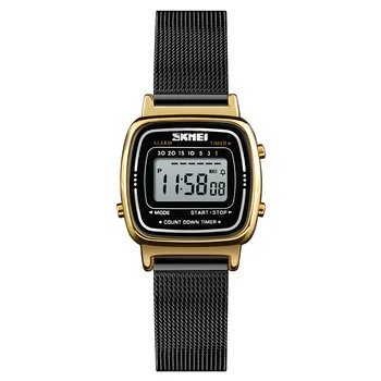 SKMEI 1252 Femei Ceas Centura de Plasă Pătrat din Oțel Inoxidabil Adujustable Curea Digital Impermeabil Ceasuri Pentru Femei reloj mujer