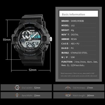 SKMEI Fierbinte Militare Ceas Sport Barbati Top Brand de Lux Electronice Impermeabil Ceas Digital cu LED Pentru Bărbați Ceas Relogio Masculino