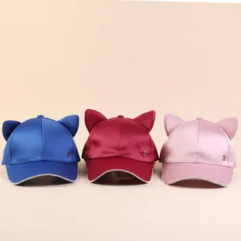 Snapback Pălării Pentru Bărbați, Femei 2019 Nou Pisica De Sex Feminin Ureche Matase Satin Șapcă De Baseball De Agrement Reglabil Hip Hop Pălărie Sunwear Capac