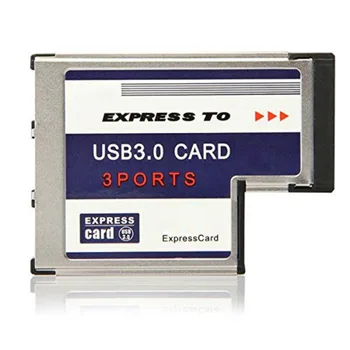 SODIAL(R)3 Port USB 3.0 Express Card 54mm PCMCIA Express Card pentru Laptop NOU -CAA