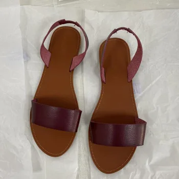 Solide din Piele PU pentru Femei Sandale pentru 2021 Vara Pantofi Plat Înapoi Banda Elastica Roma Pantofi Casual Lady Brand de Moda Sandale Femei