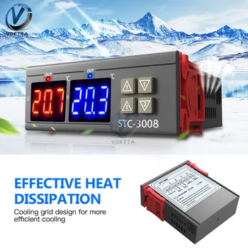 STC-3008 Dual Digital Controler de Temperatura Dual Sonda Două Adevărat Ieșire Termostat Termostat 12V 24V 110-220V Higrometro